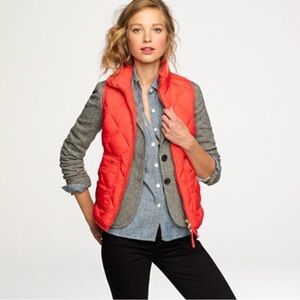 J.Crew Vibrant Red Quilted Puffer Vest – Size Small